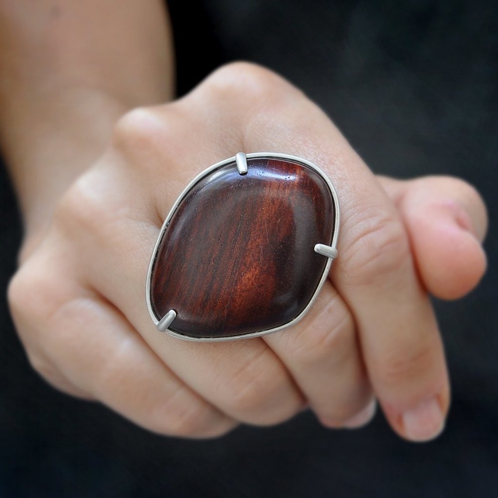HANDMADE (by me) Rosewood/Sterling Statement Ring